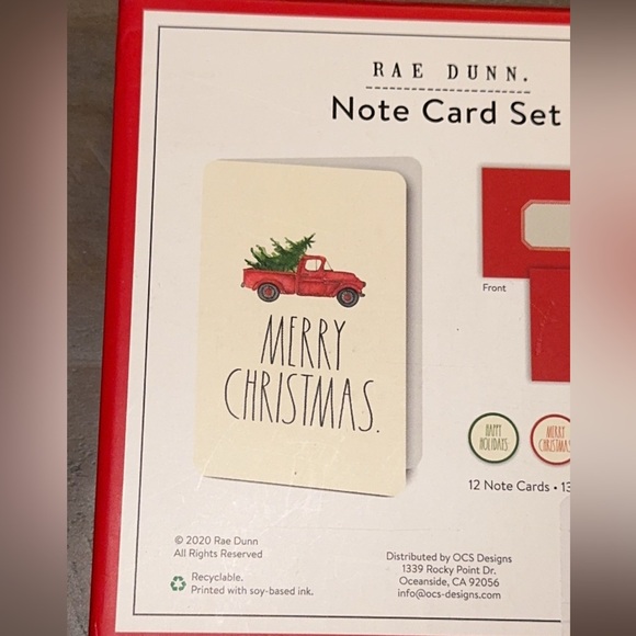 NWT Rae Dunn Merry Christmas Note Card Set 12 Cards 13 Envelopes 12 Stickers - Picture 2 of 9